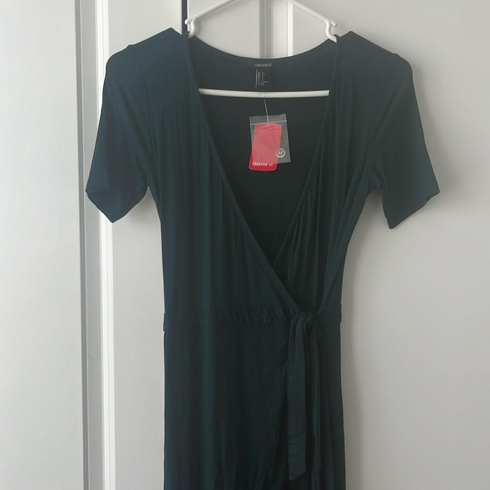 Forever21 dark green long dress size S.